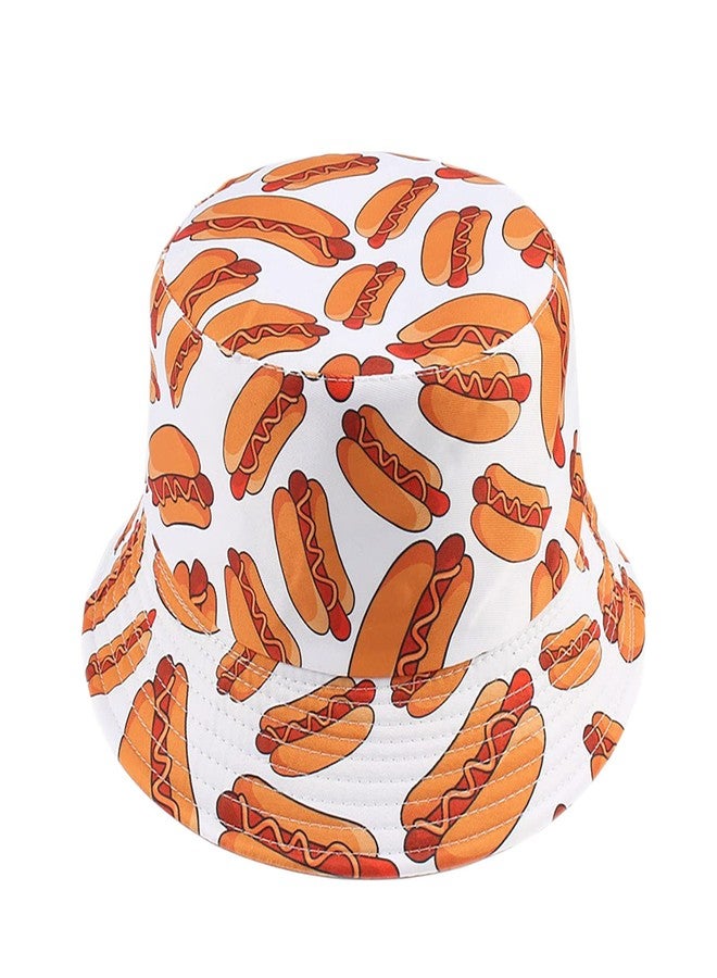 BEARUN Funny Bucket Hat Sun Hat for Women Men,Unisex Reversible Cotton Summer Beach Hat Fisherman Hat Hot Dog - Image 1